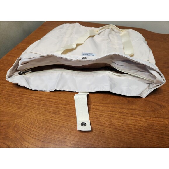 HXLGMD Beige Foldable Nylon Tote Bag For Women With Zippered Pockets 16 X 16 - Picture 4 of 11